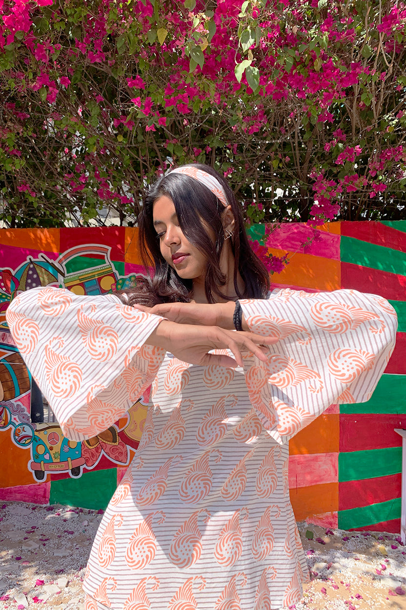 Gulbahar Pink Square Neck Bell Sleeves Co-ord Set