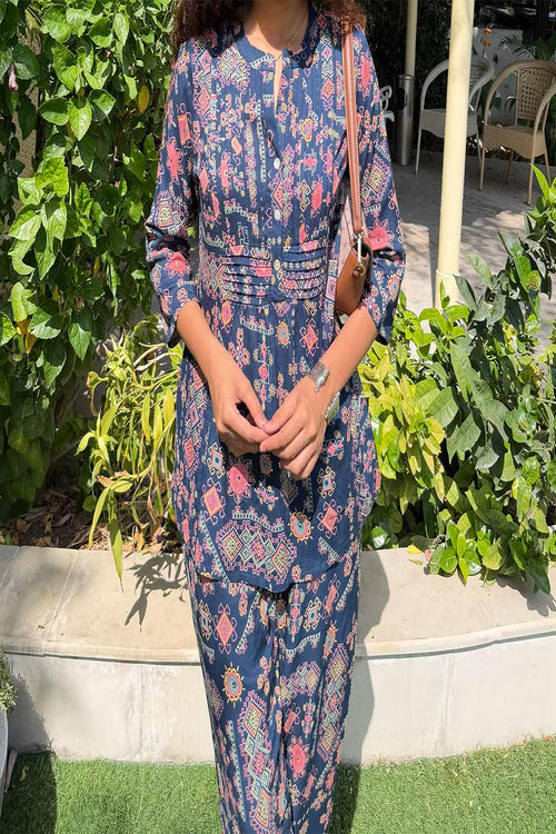 Aparajita Blue Short Stylish Co-ord Set