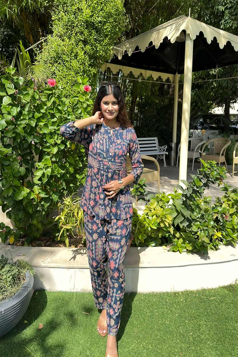 Aparajita Blue Short Stylish Co-ord Set