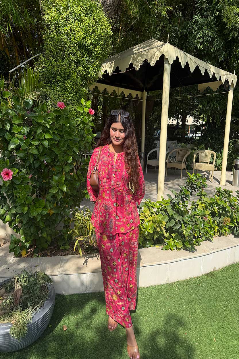 Aparajita Pink Short Stylish Co-ord Set