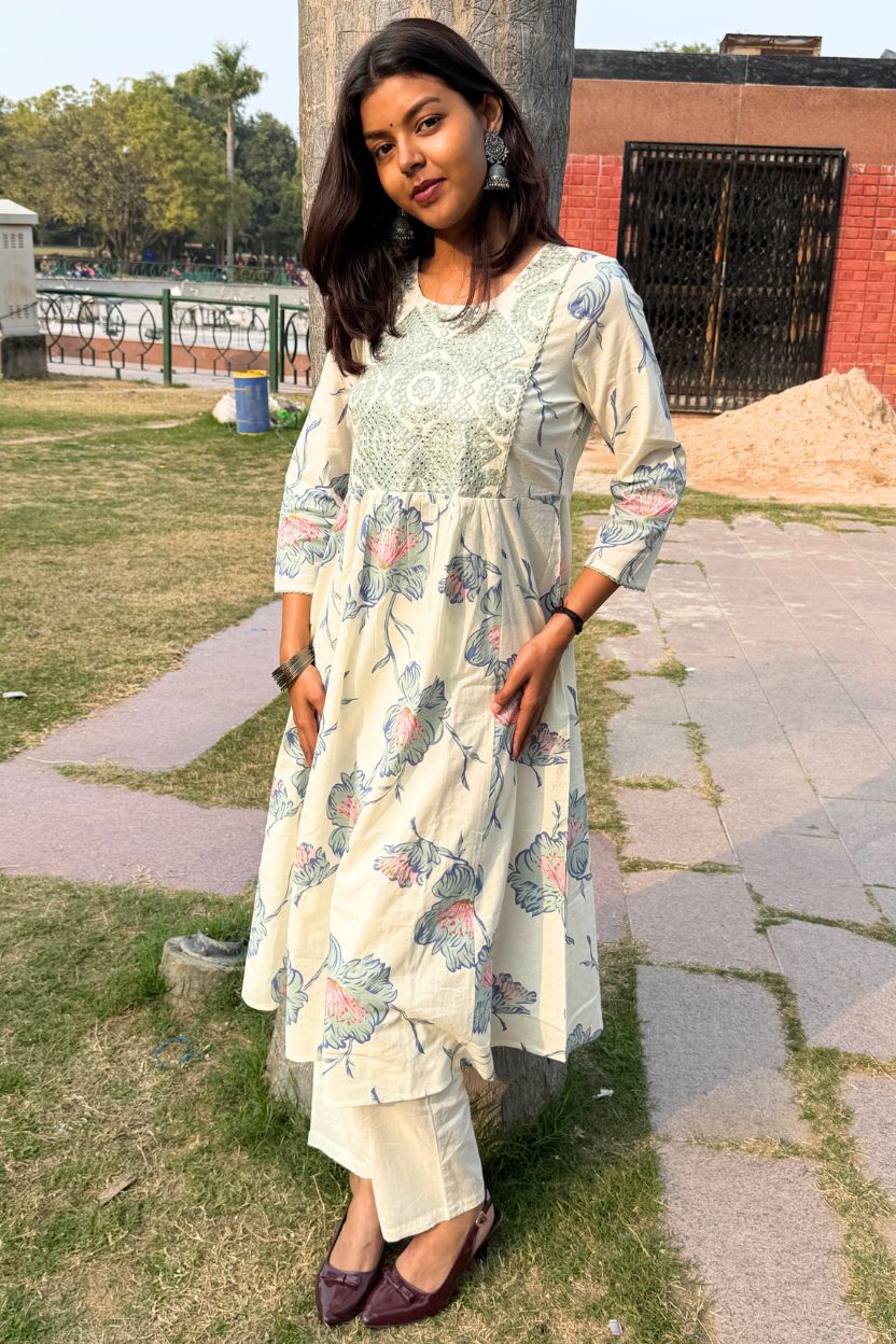 Basanti blue daily wear kurti for women