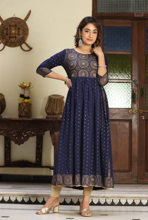 Coral Rayon Embroidered Calf Length Solid Straight V-Neck Kurta