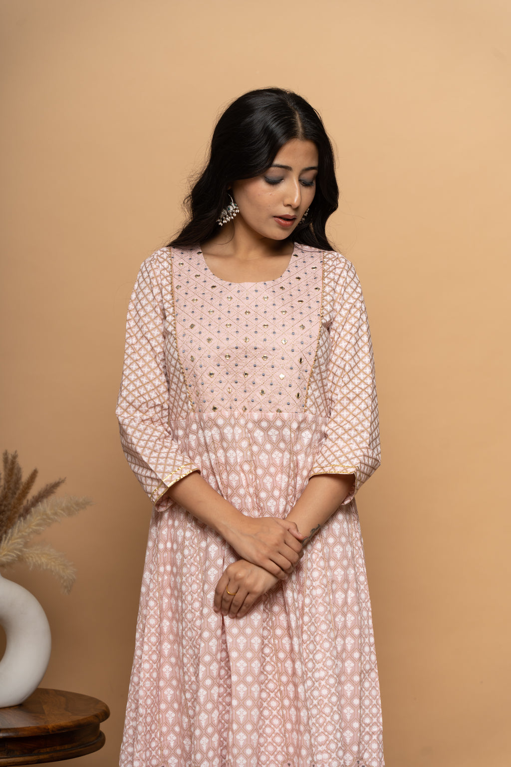 Elegance Light Pink Cotton Suit Set
