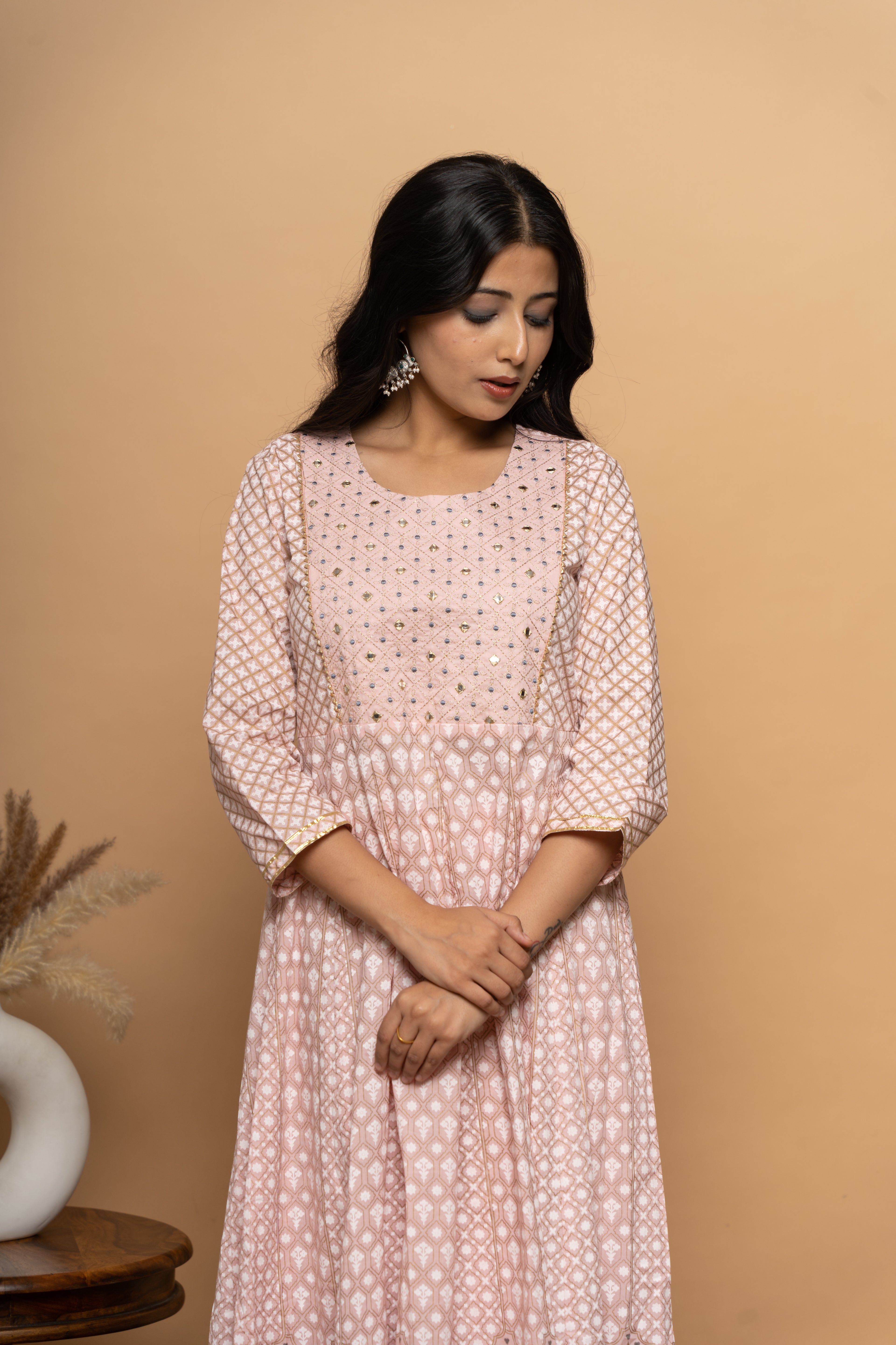Elegance Light Pink Cotton Suit Set