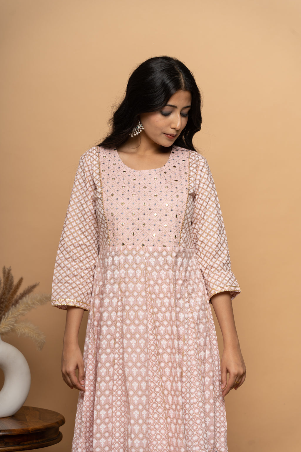 Elegance Light Pink Cotton Suit Set