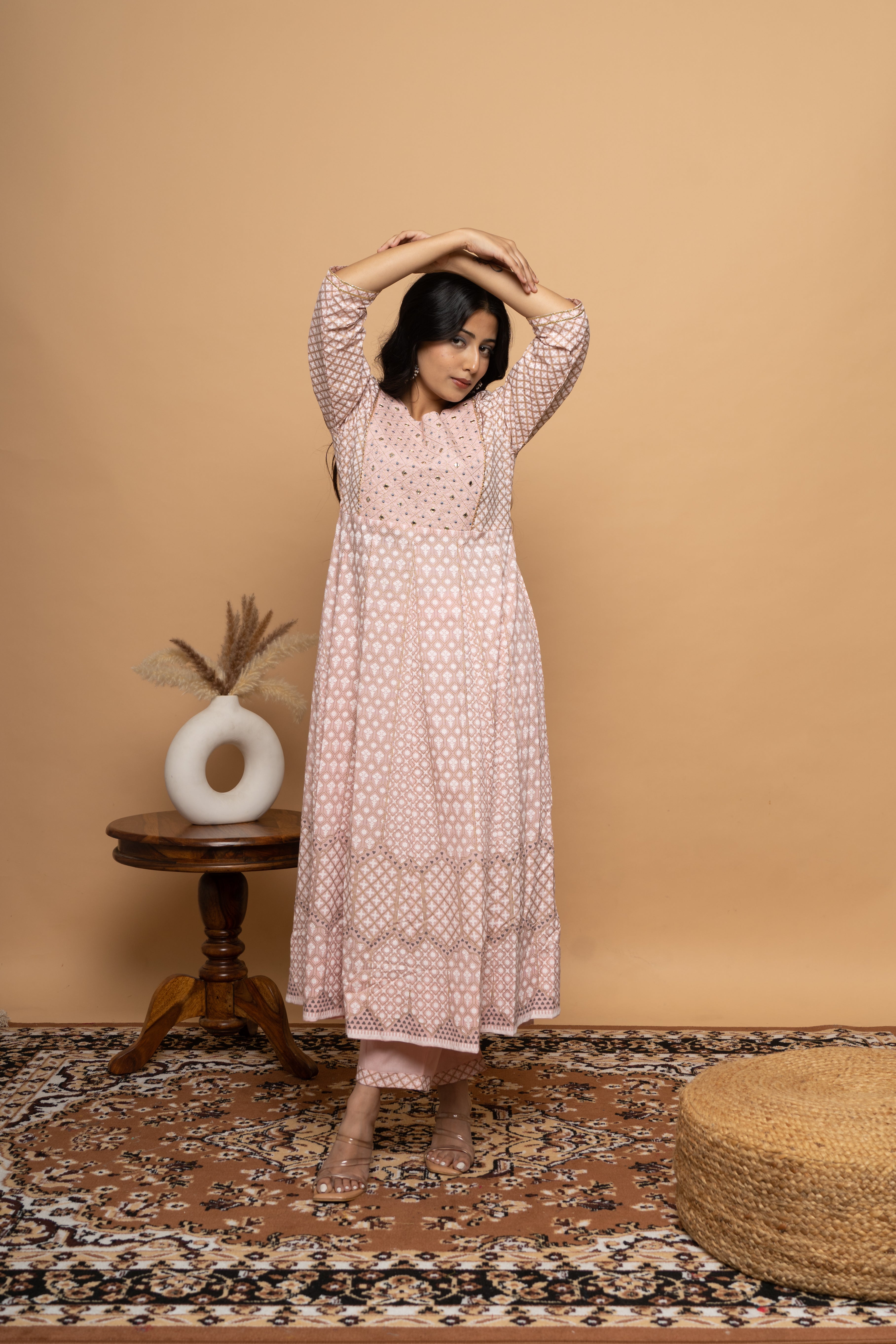 Elegance Light Pink Cotton Suit Set