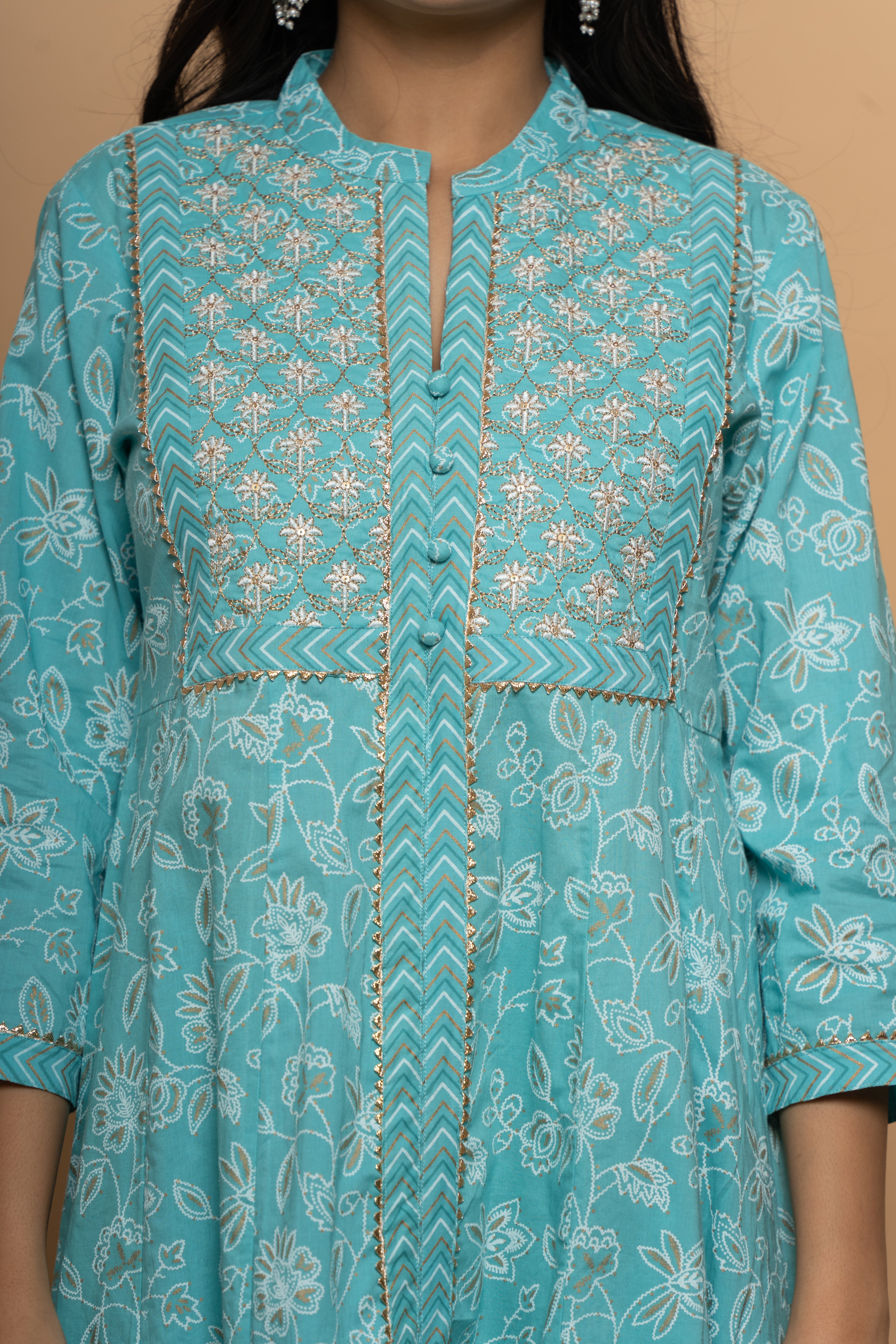 Light Blue Cotton Suit Set