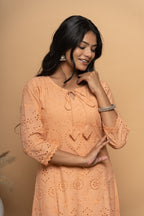 Orange cotton suit set for women by Poshida