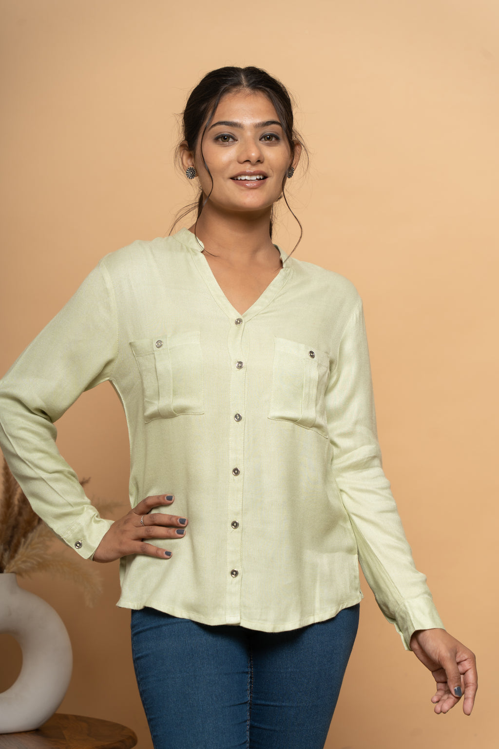 Classic green shirt for women by Poshida