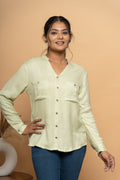 Classic green shirt for women by Poshida