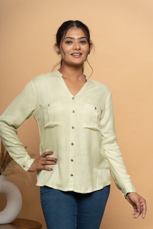 Classic green shirt for women by Poshida