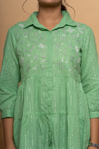 Minimal Green Cotton Ethnic Top