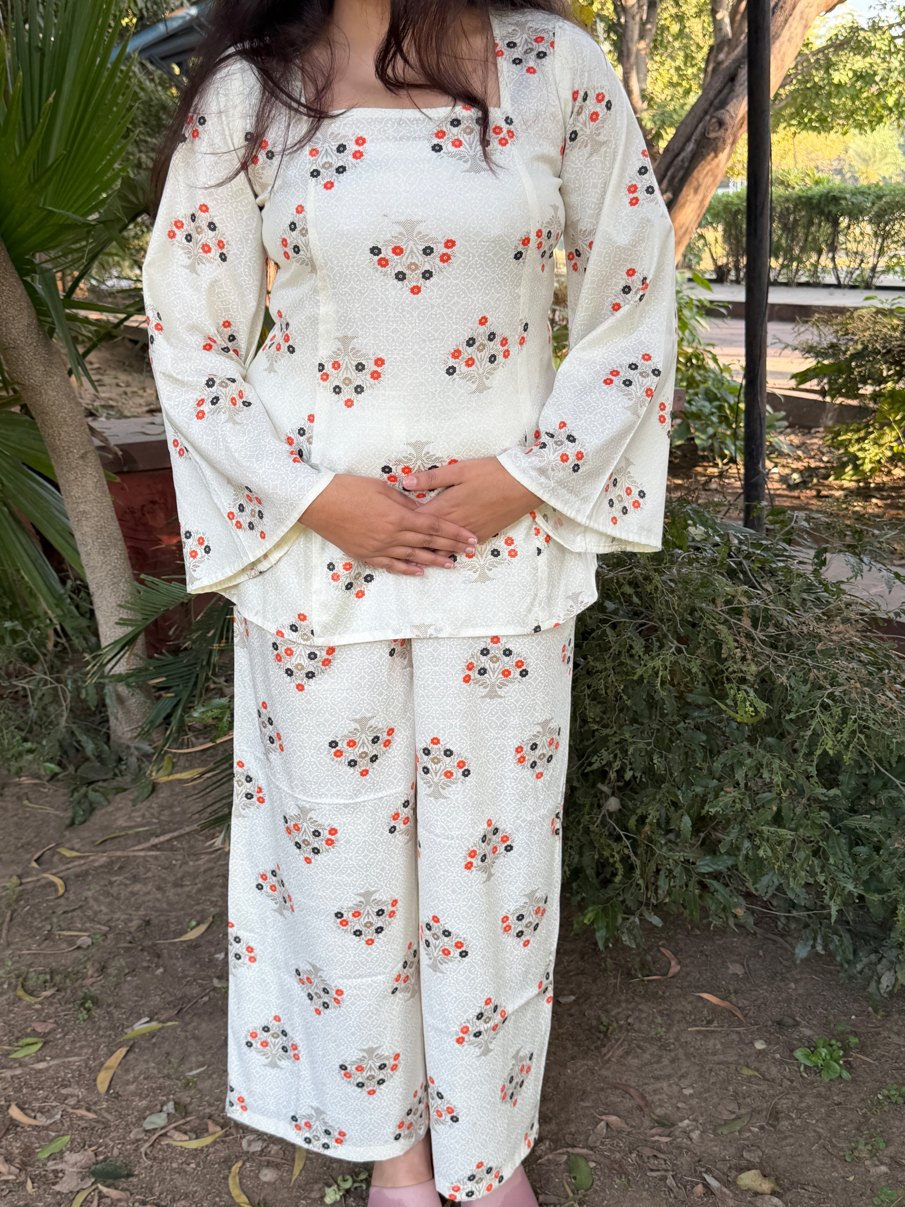 🌼The Jasmine Square Neck Bell Sleeves Co-ord Set