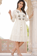 Offwhite embroidered ethnic dress for women by Poshida