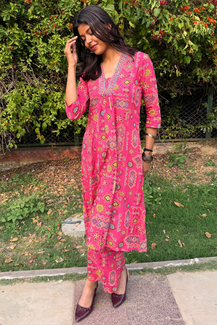 Women Aparajita pink co-ord set front view